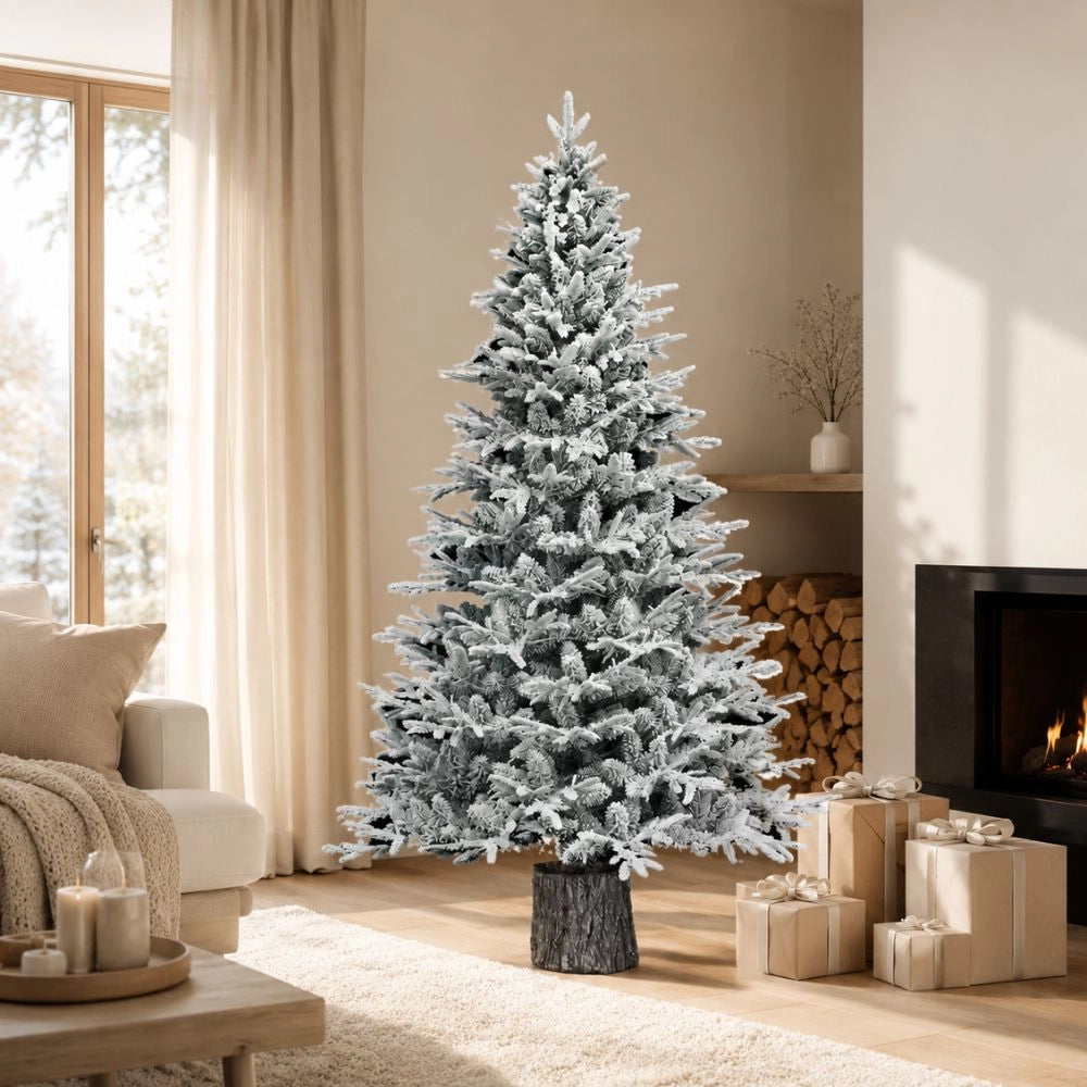 Albero di natale artificiale kentucky innevato con base integrata h 180 cm Ø 109