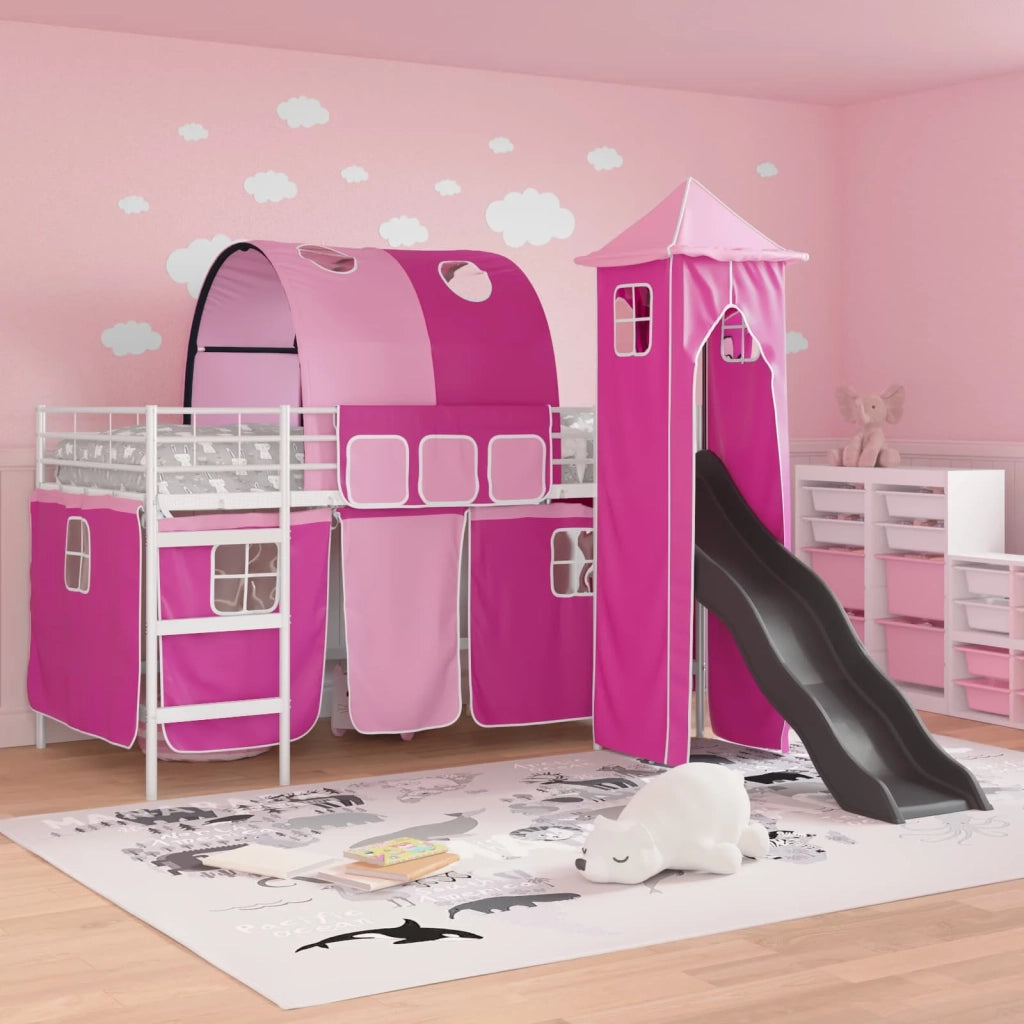 Letto a castello per bambini Bianco e Rosa 90 x 200 cm Metallo 42020909
