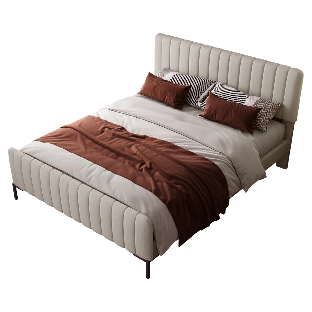 Letto matrimoniale imbottito 180x200 cm con rete a doghe e testiera regolabile