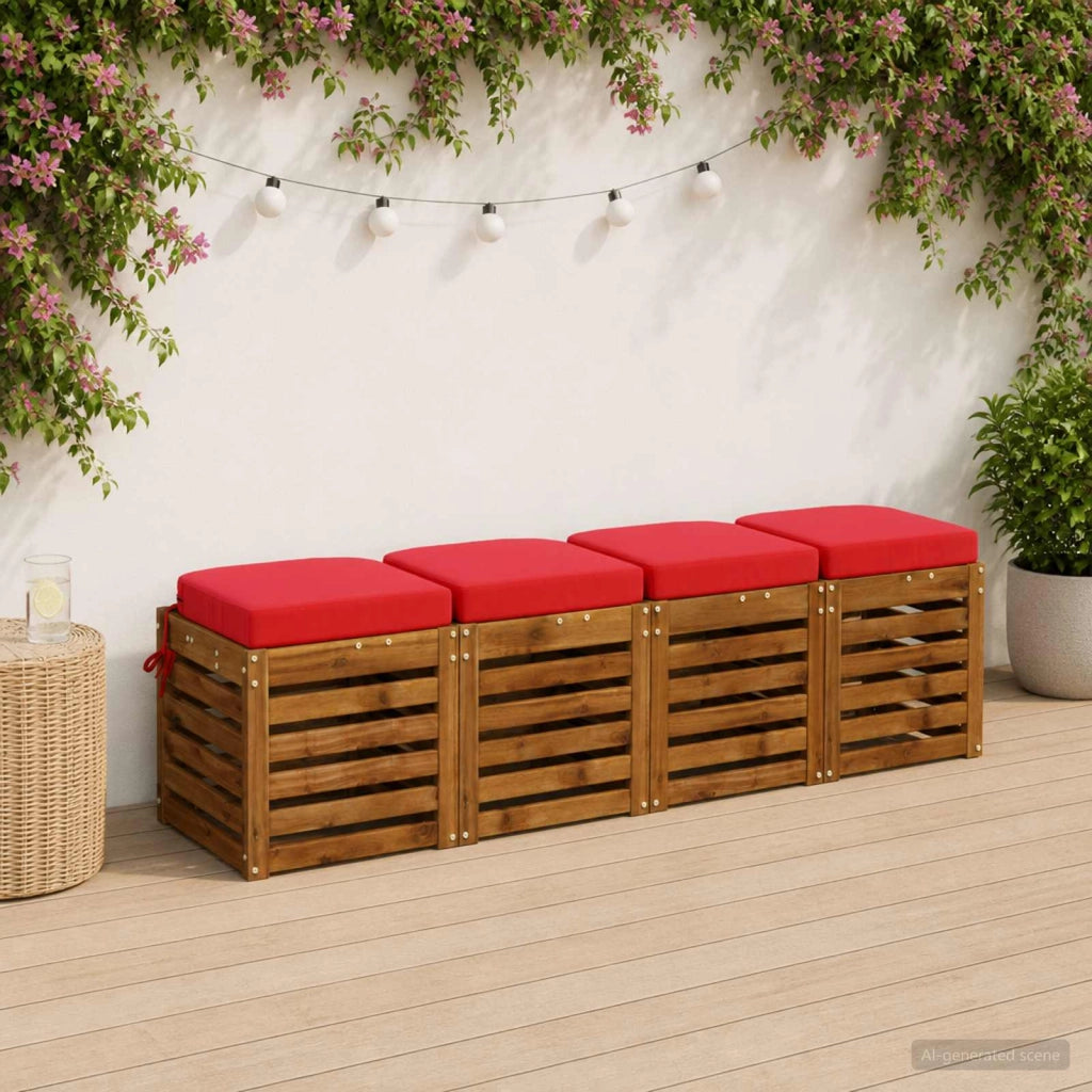 Cuscini per sedile a 4 pezzi SOEST 4 pz 100% Poliestere Rosso 945274
