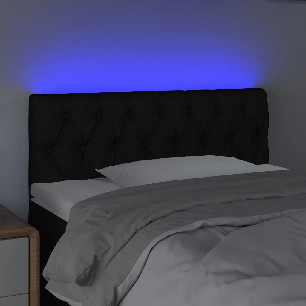 Testiera a LED-Testata con LED Nera 100x7x78/88 cm in Tessuto