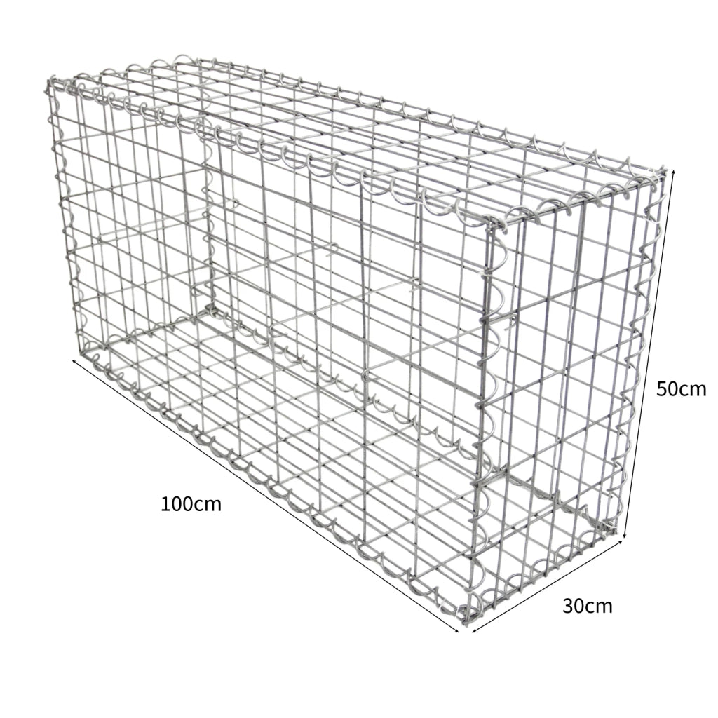 Gabbioni in Acciaio Galvanizzato 100x50x30cm Set 6 per Giardino