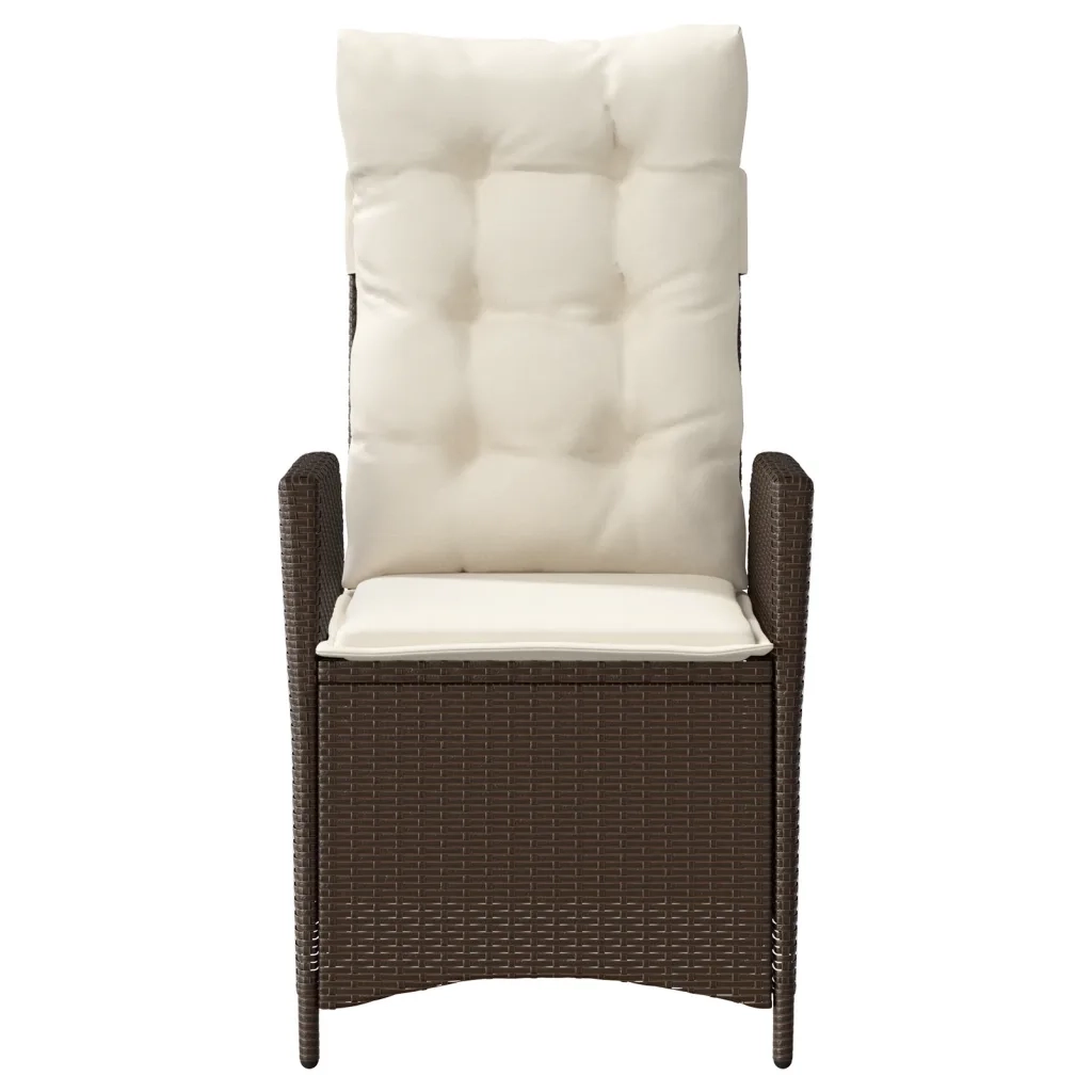 Sedia Reclinabile da Giardino con Cuscini Marrone in Polyrattan 365258