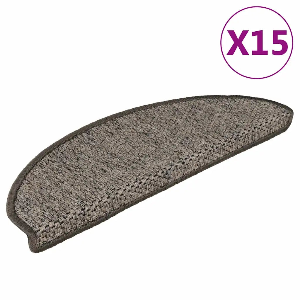 Tappeti Adesivi per Scale Sisal 15pz 65x21x4cm Grigio e Beige 326872