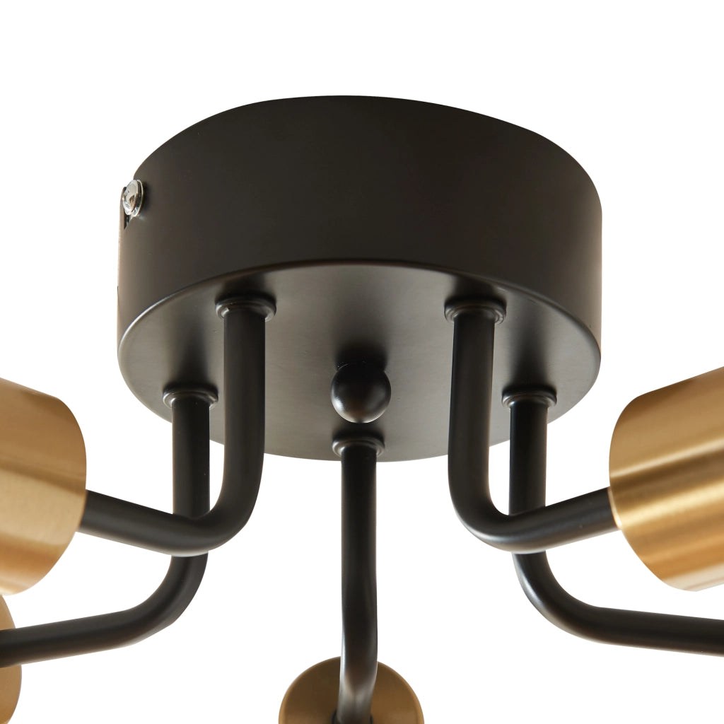 Lampada da Soffitto Barrow a 5 Luci - Nero / Oro lux.pro