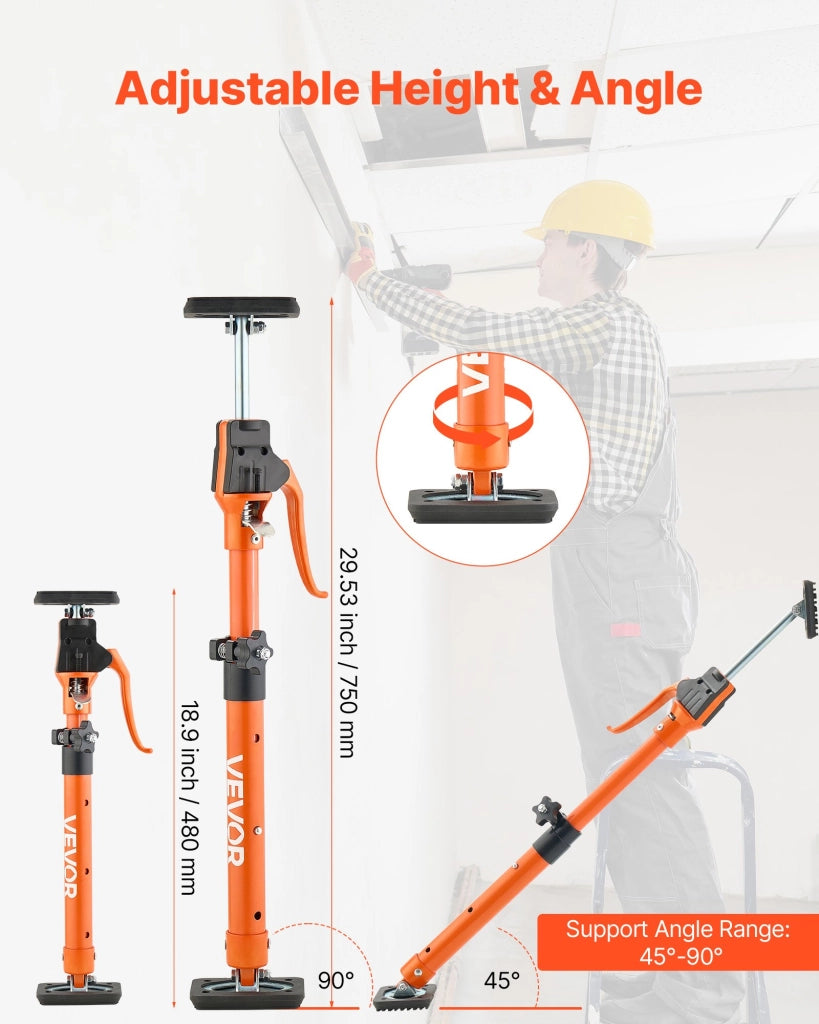 Asta di Supporto per Martinetto, 2 Pezzi, Asta di Supporto Rapido Telescopica in Acciaio da 48 a 75 cm, Sistema Regolabile a 3 Mani con Capacità 100 k