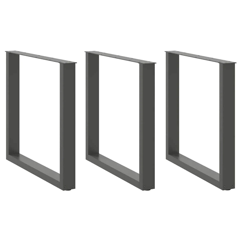 Set di 3 pratiche gambe regolabili per tavolo da pranzo a forma di U 80 x 73 cm stile moderno acciaio antracite 02_0057446
