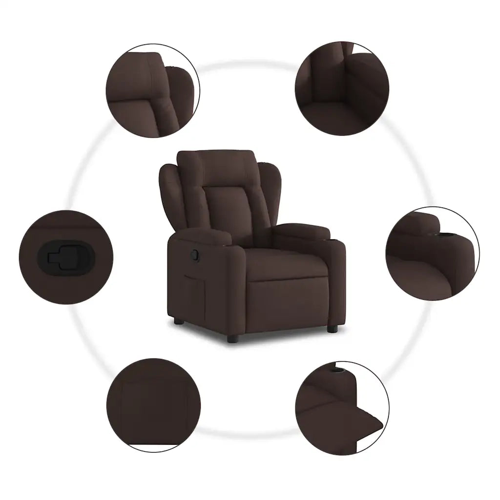 Poltrona Reclinabile Marrone Scuro in Tessuto 372408