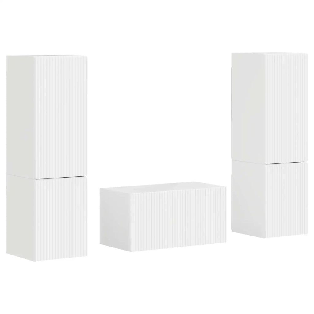 Set mobile TV 5 pcs Bianco Lucido Legno multistrato