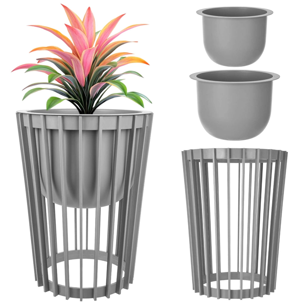 Supporto per fiori bifacciale KADAX Loft, grigio, 39,5 cm + 2 inserti