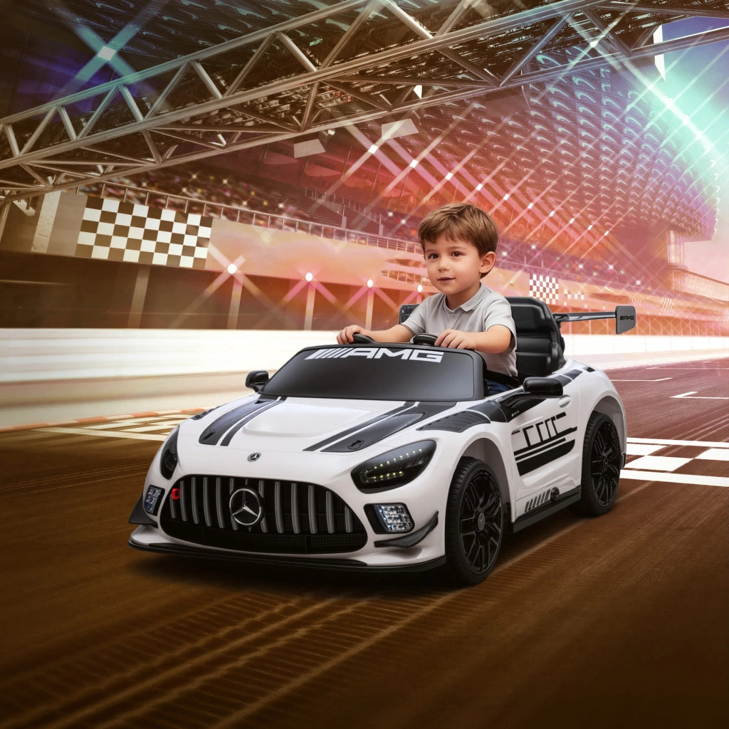 Auto Elettrica Bambini 3-8 Anni ¨C Minimal ¨C Bianco con Luci LED e Telecomando