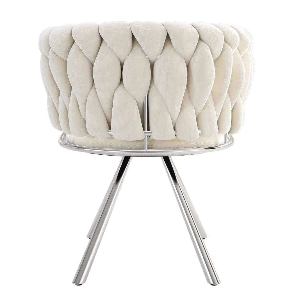 SEDIA DA PRANZO Girevole 360° in velluto Beige/Silver Set da 4 pezzi