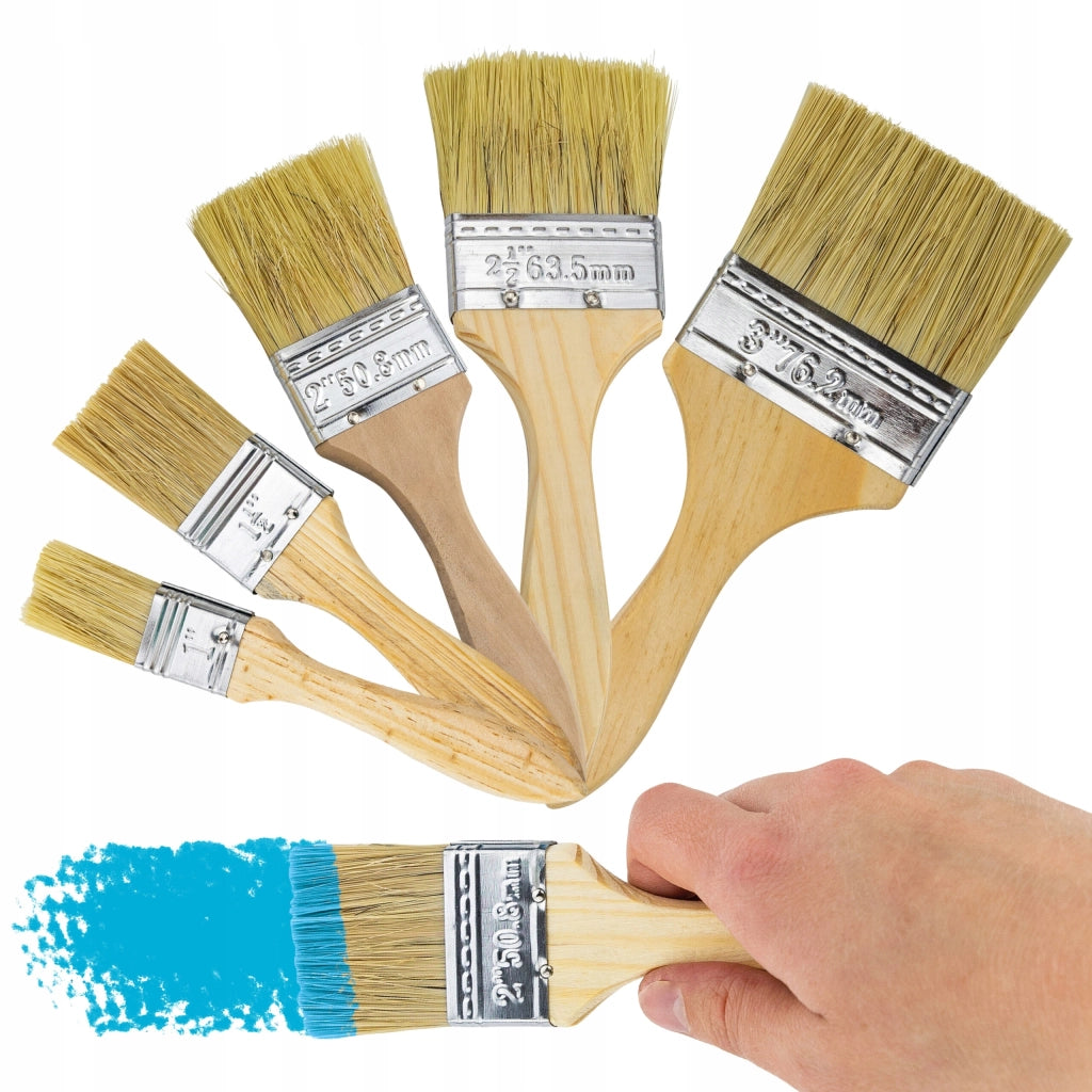 Set di Pennelli Sintetici per Pittura – 5 Misure: 1", 1,5", 2", 2,5", 3" | Alta Qualità, Versatilità | Per Muri e Mobili