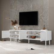Mobile TV 180 cm con 4 vani e passacavi in MDF e truciolare bianco