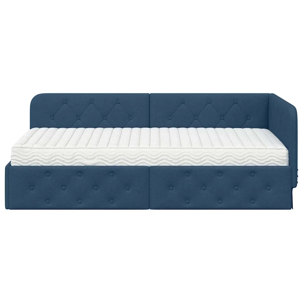 Cornice del letto ad angolo Blu 100 x 200 cm Tessuto 3394060