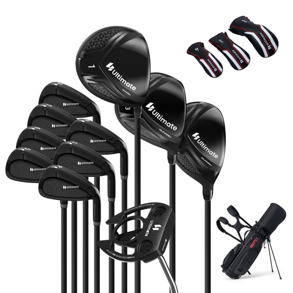 Set completo di mazze golf da uomo con borsa da golf portatile con supporto, Completo putter e copertura antipioggia