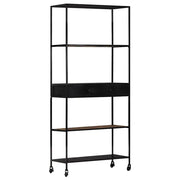 Libreria 80x35x180 cm in Legno di Mango Grezzo e Ferro 323734