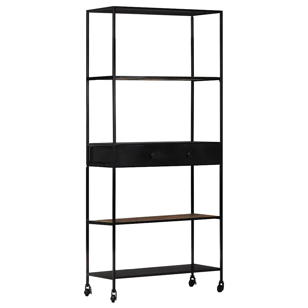 Libreria 80x35x180 cm in Legno di Mango Grezzo e Ferro 323734