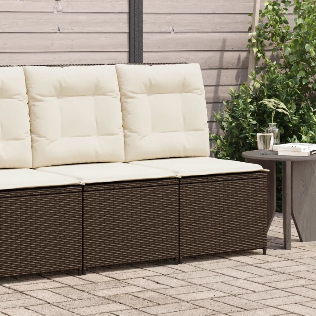 Divano Reclinabile da Giardino con Cuscini Marrone Polyrattan 368974