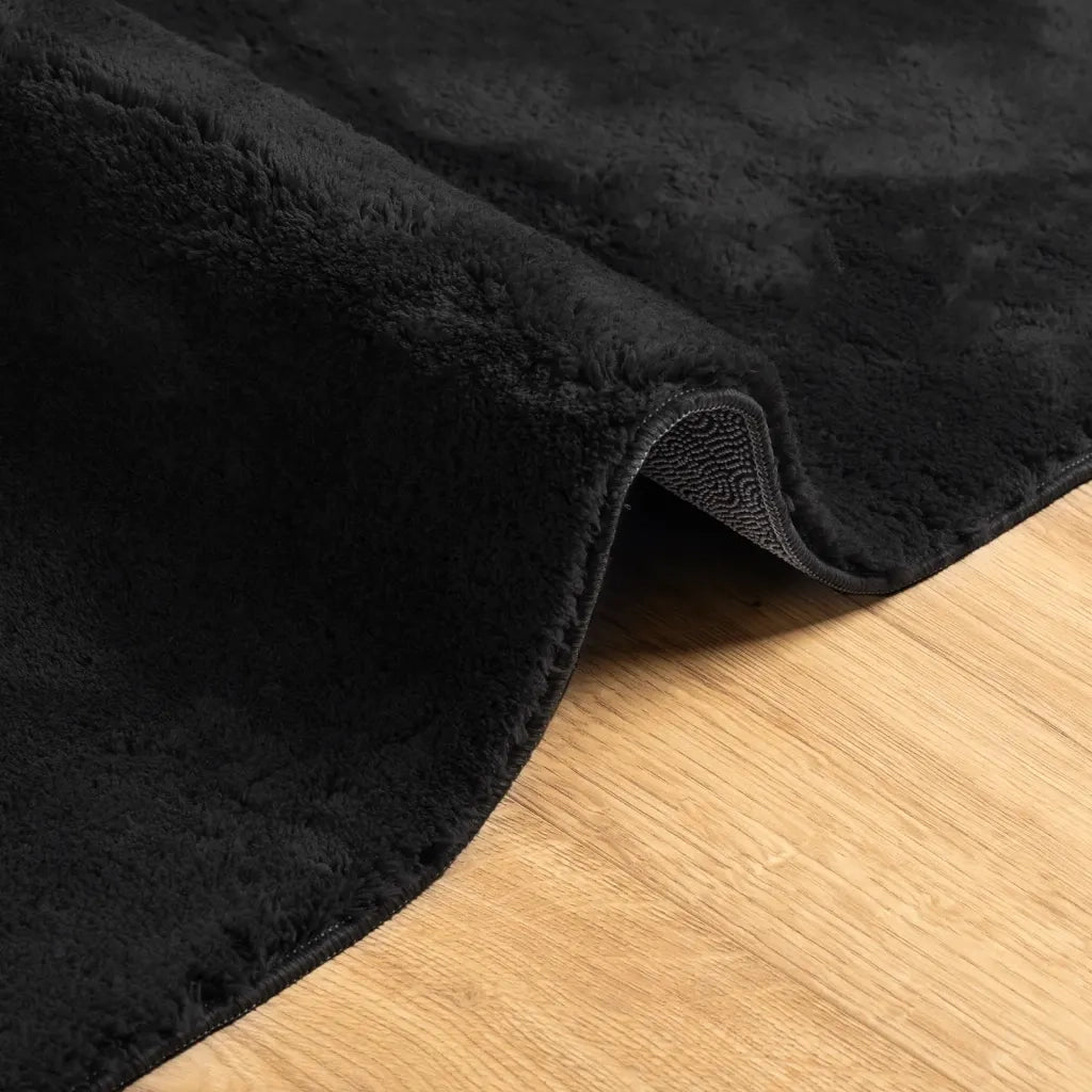 Tappeto a Pelo Corto HUARTE Morbido e Lavabile Nero 80x200 cm 375110