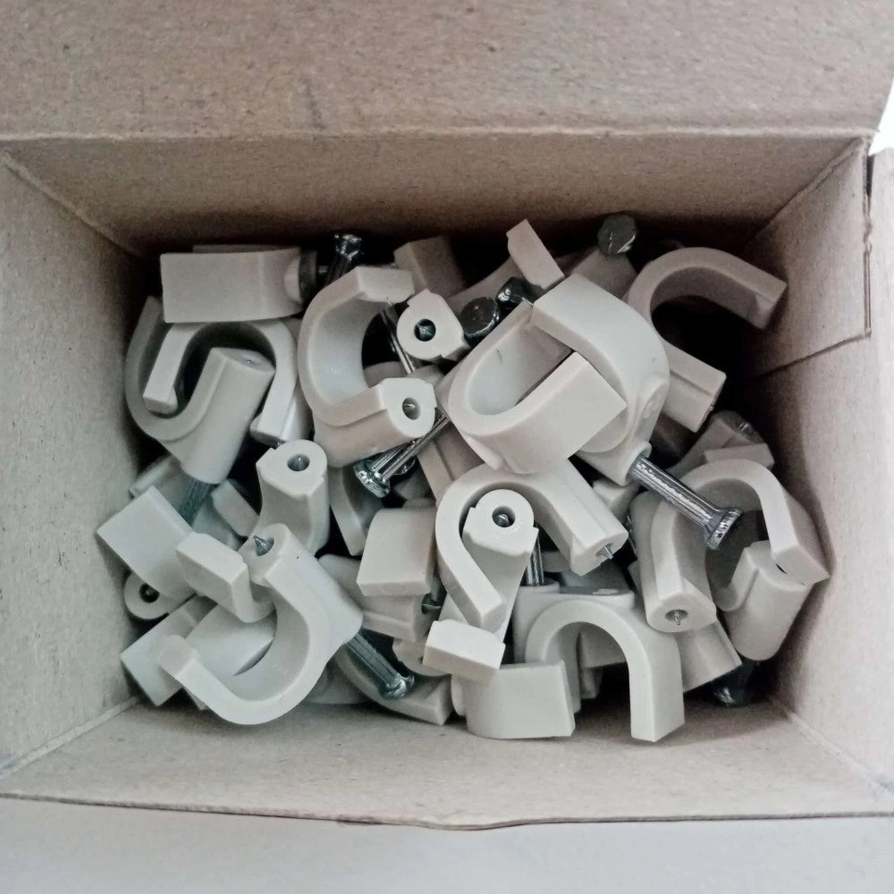 Chiodini 3-4mm box da 100pz graffette fissacavo colore grigio ral 7035