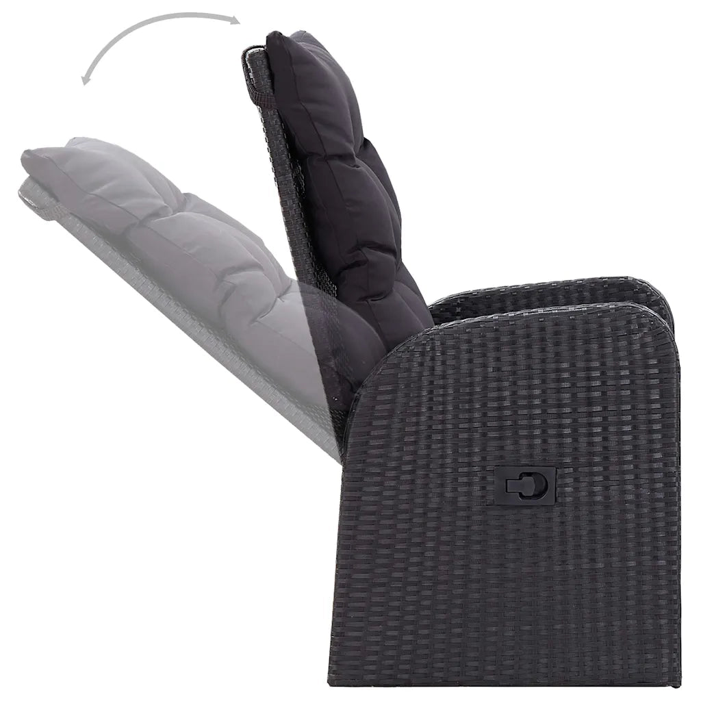 Set da Pranzo da Giardino 7 pz con Cuscini Nero 3099495