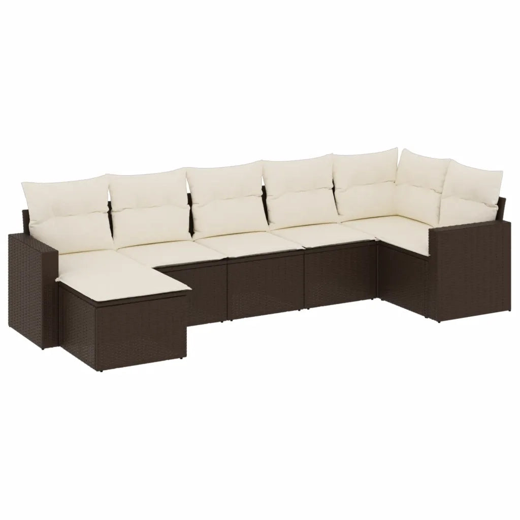 Set Divani da Giardino 7 pz con Cuscini Marrone in Polyrattan 3219273
