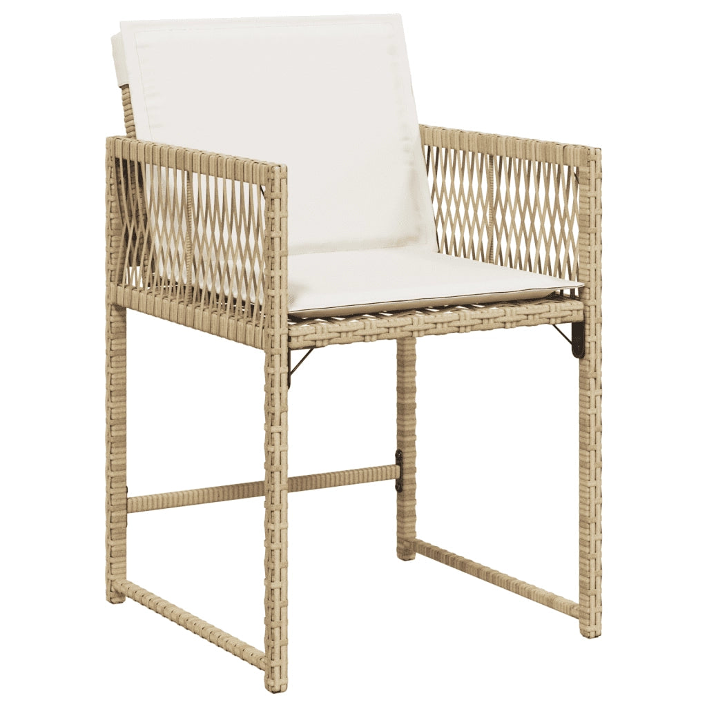 Set da Pranzo da Giardino 9 pz con Cuscini Beige in Polyrattan 3211462