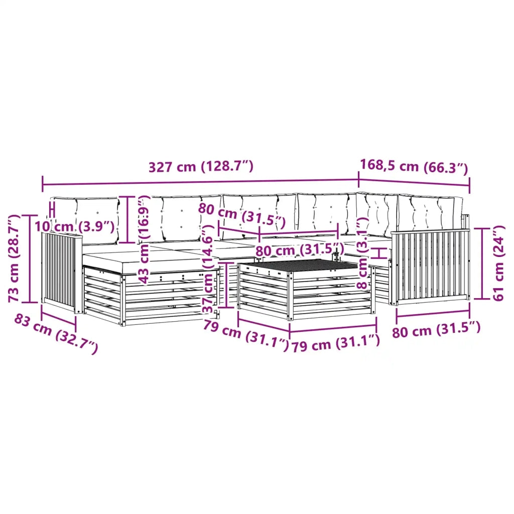 Set di divani da esterno 7 pz Bianco e Grigio Chiaro 3390801