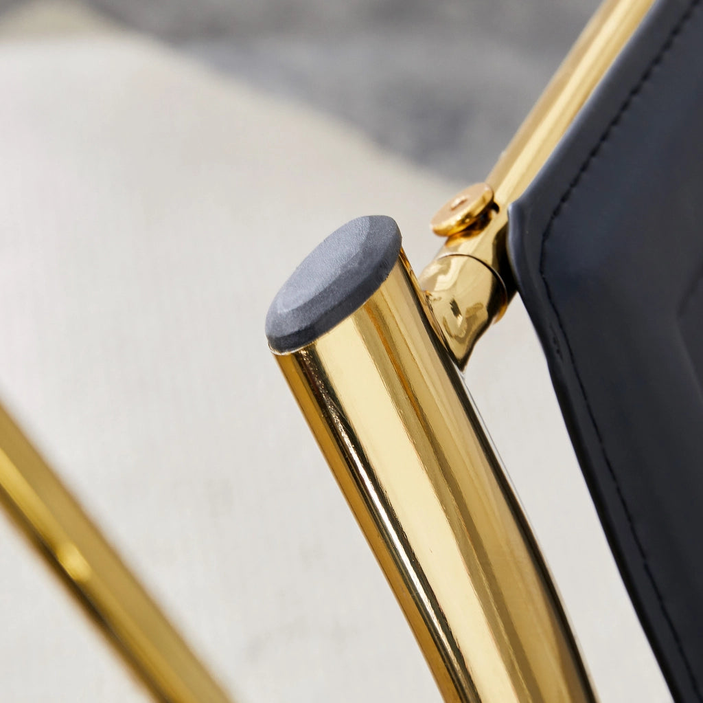 SEDIA da pranzo Set 2 unità 102,5 cm PU nero e metallo oro