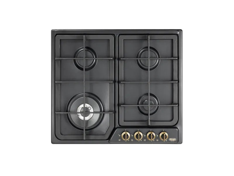 Piano cottura gas 46 PRO DeLonghi 60 cm 4 bruciatori doppia corona - Antracite