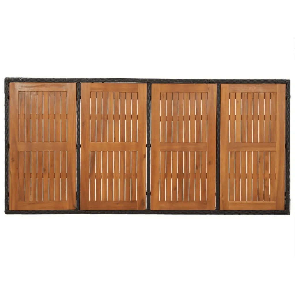 Set da Pranzo da Giardino 9 pz con Cuscini Nero in Polyrattan 3185016