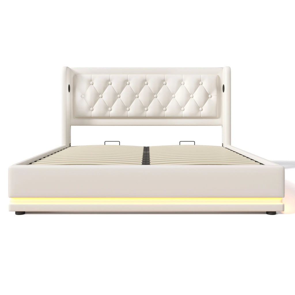 Letto matrimoniale contenitore 180x200 cm bianco in PU