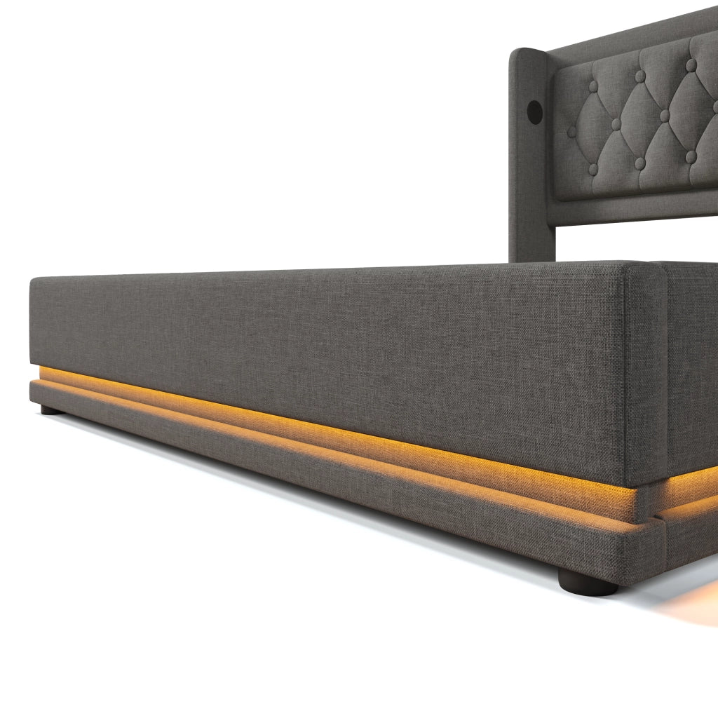 Letto matrimoniale contenitore 180x200 grigio in cotone