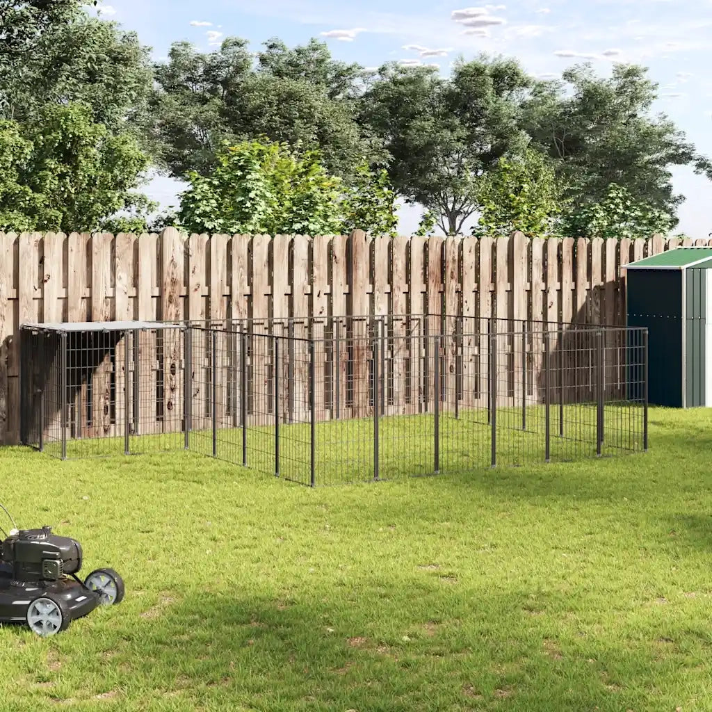 Gabbia per Cani Nera 12,1 m² in Acciaio 3082213