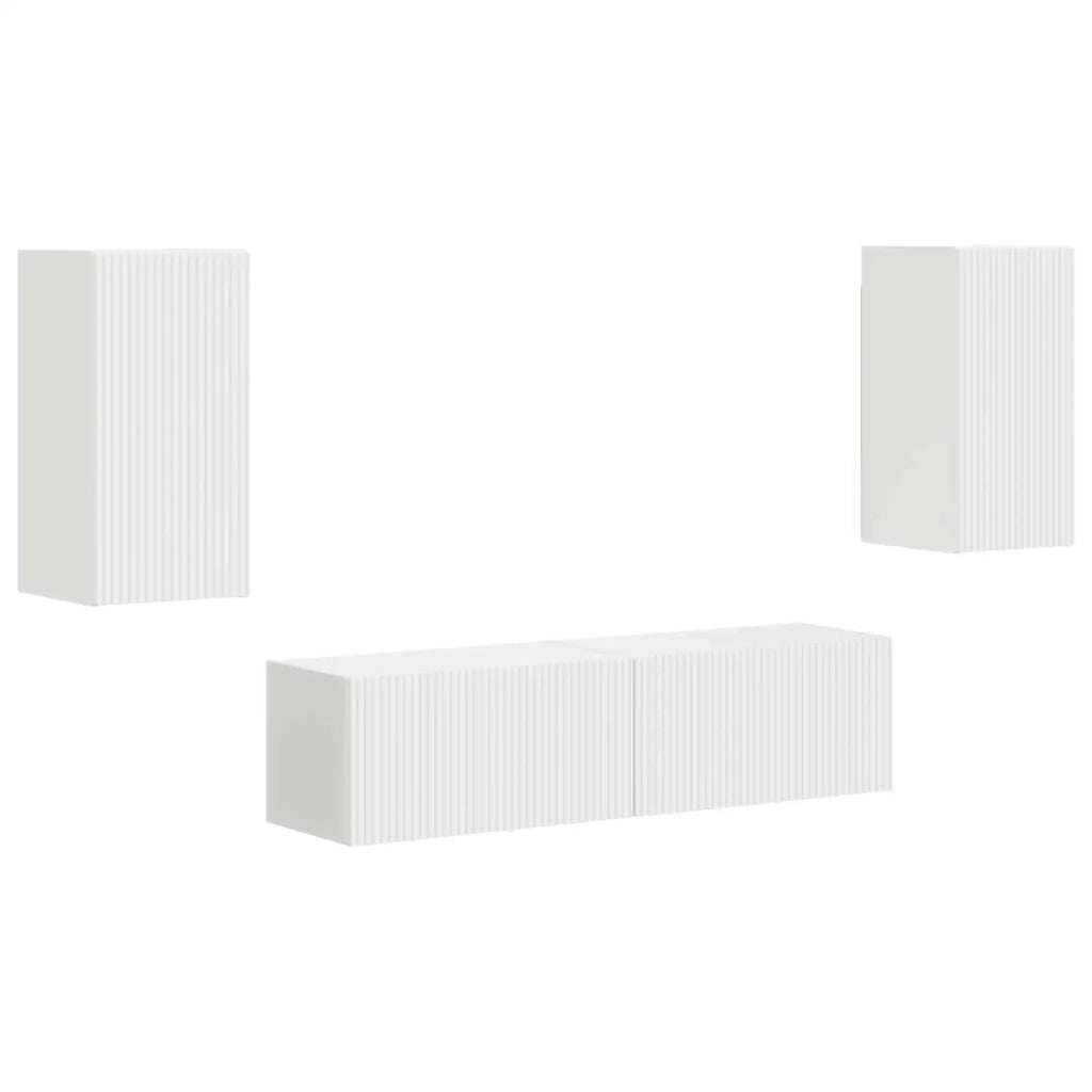 Set mobile TV 4 pcs Bianco Legno multistrato 3409150