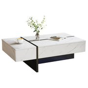 TAVOLO da caffè con LED, 105x60x35 cm, bianco, 3 cassetti