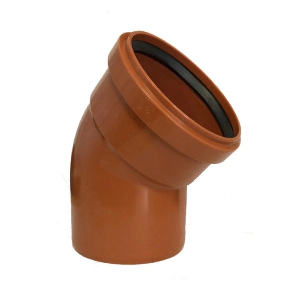CURVA 45  ° AD INNESTO IN PVC CON GUARNIZIONE RAL 8023 -  EE ¸100  RAL 8023