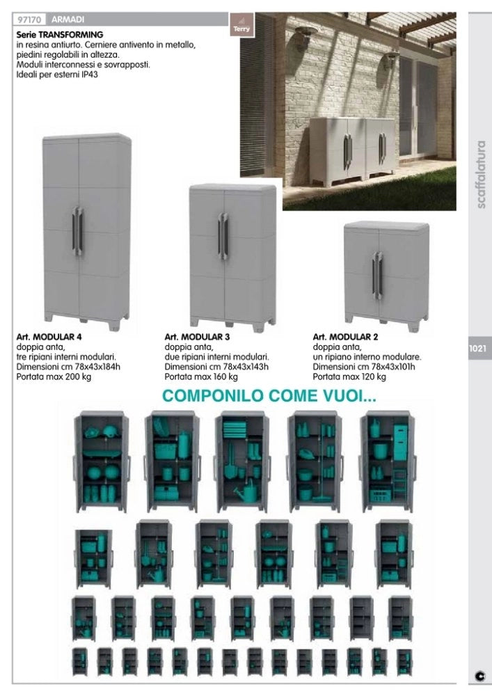 1pz armadio terry transforming 2ante 78x43x184h tuttopiani  cod:ferx.94404