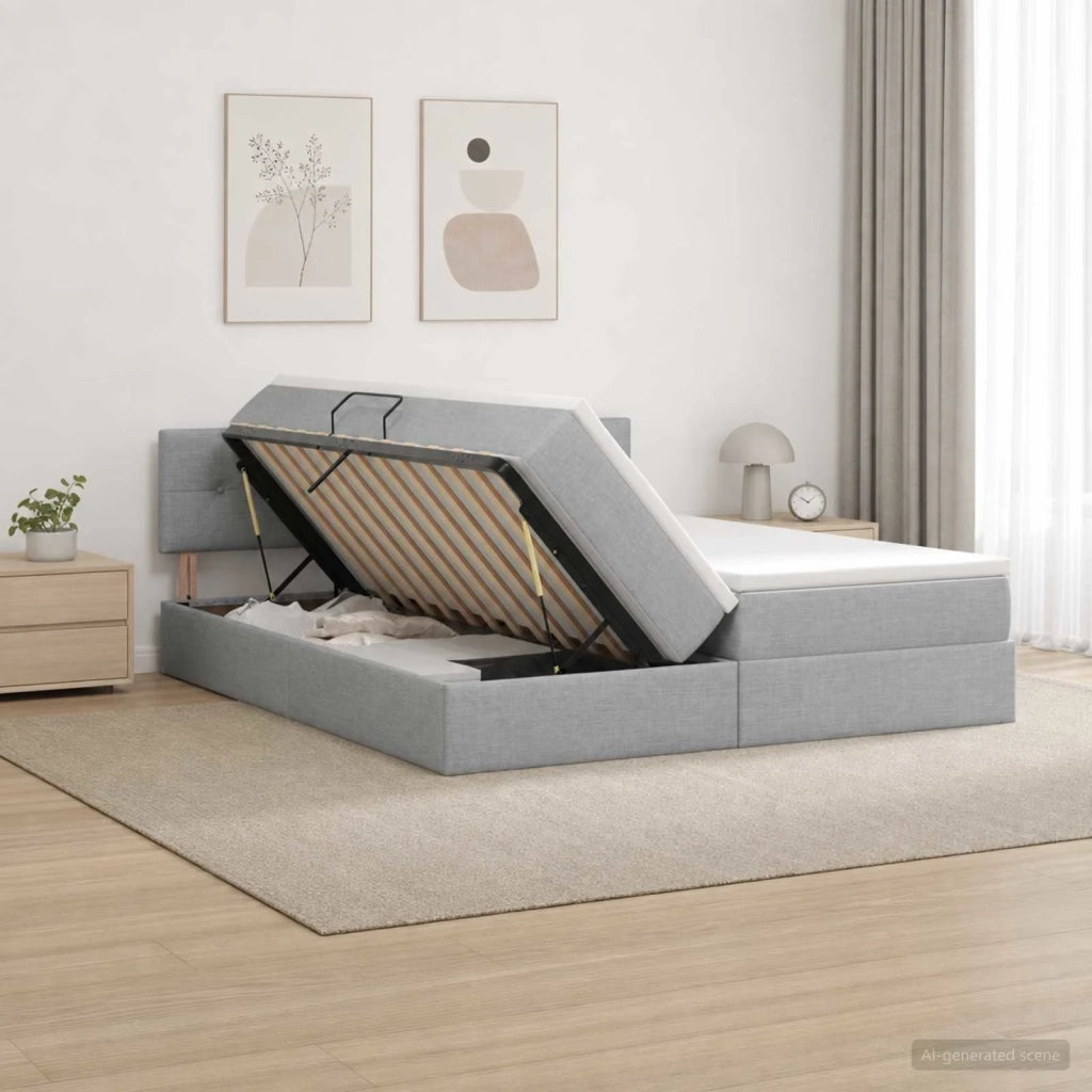 Letto con contenitore LED e materasso Grigio Chiaro 3459354