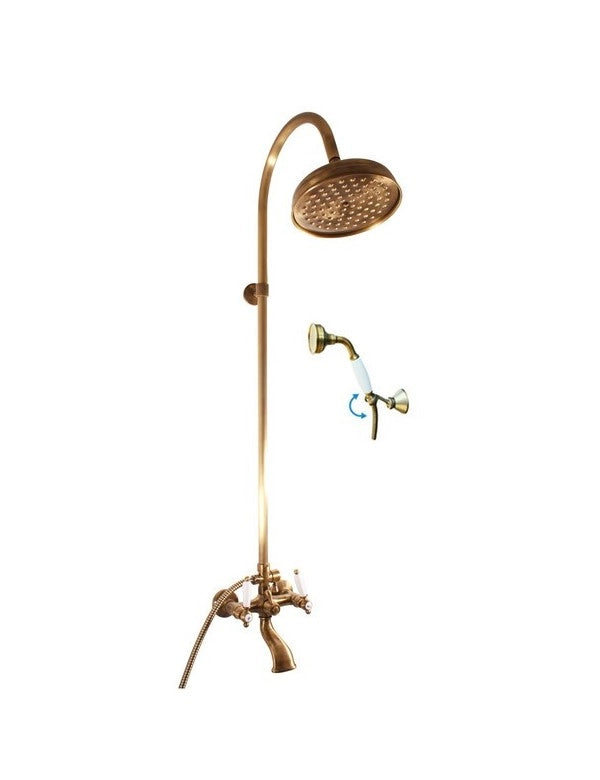 Colonna doccia retrò MORAVA in bronzo con doccetta H 150cm