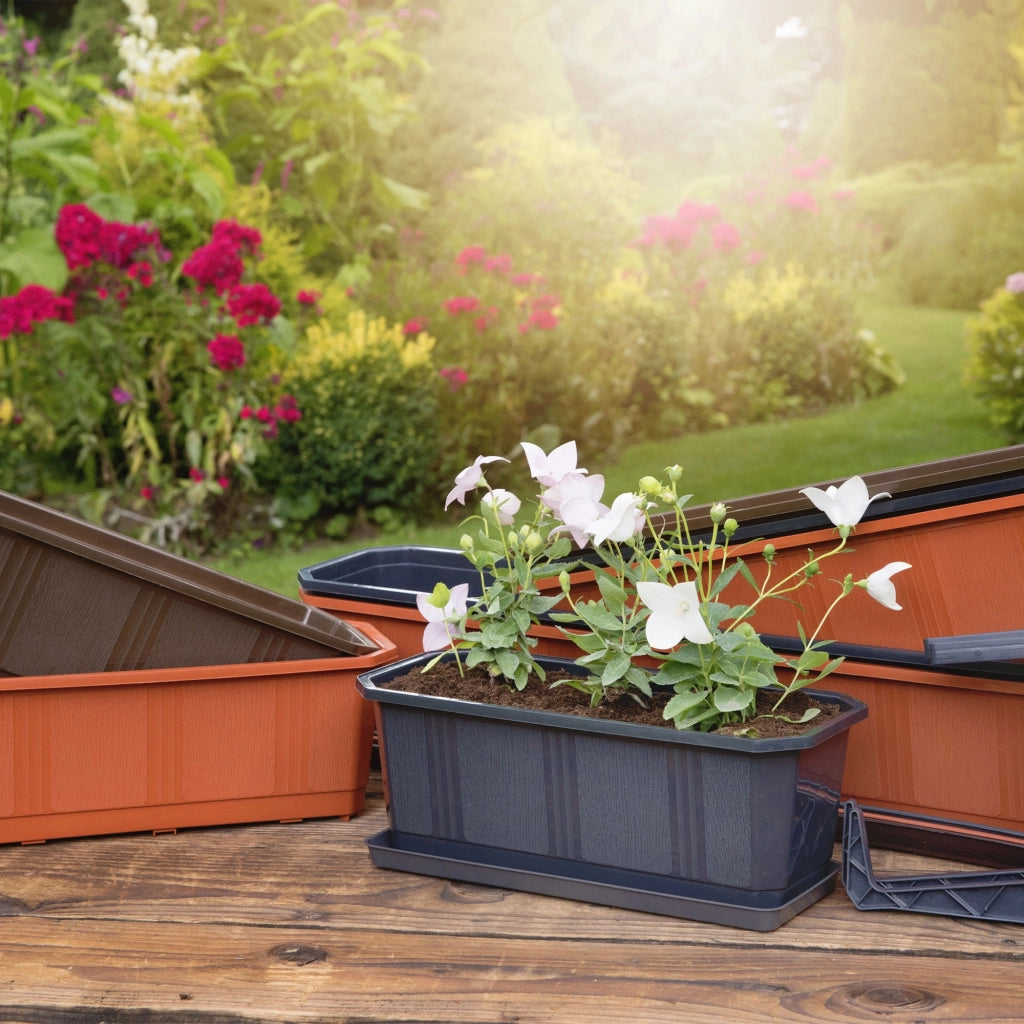 KADAX Fioriera da balcone 80 cm Supporto per vaso Maniglie 4 pezzi