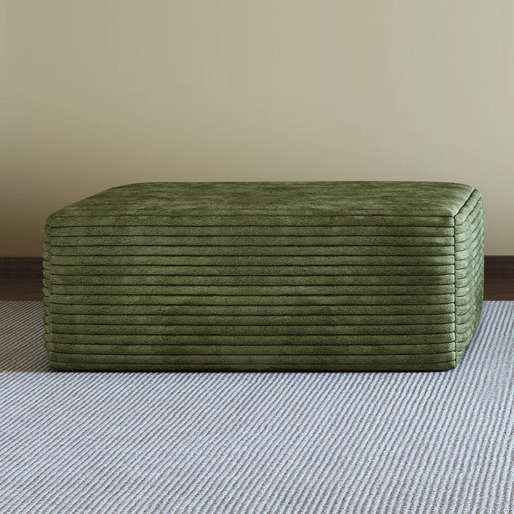 Pouf modulare verde in tessuto morbido, senza montaggio