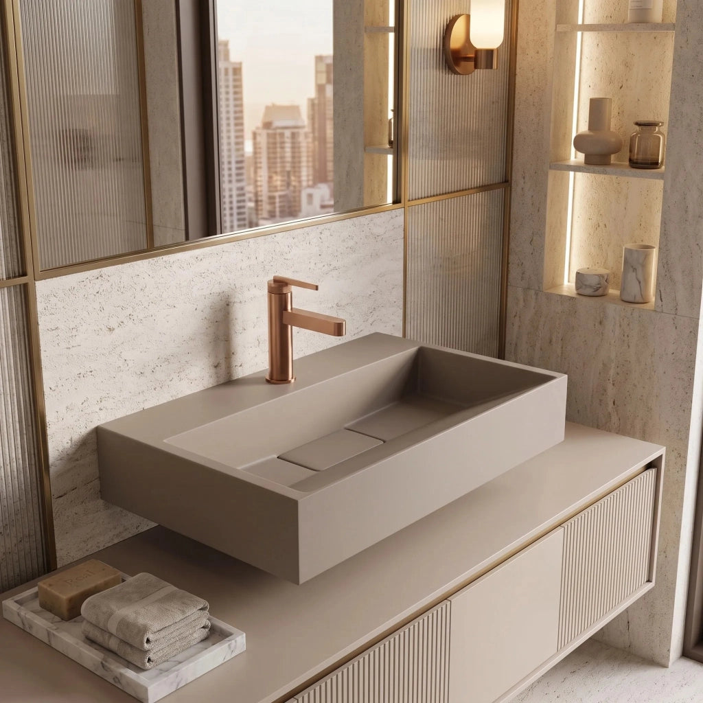 Lavabo In Conglomerato Rea Goya Taupe 60cm