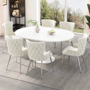 SEDIA da pranzo Set da 6 pezzi in velluto Beige con gambe in metallo argento