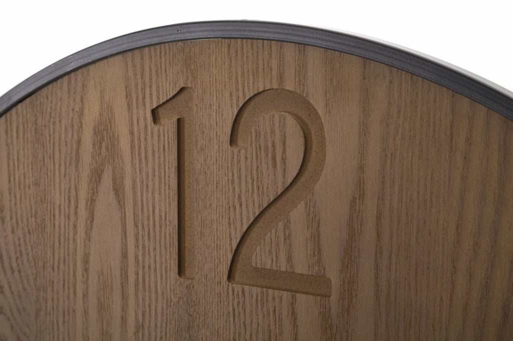 Orologio da Muro Super Wood/Leaf 60x2x60 cm in Ferro e MDF Nero e Marrone