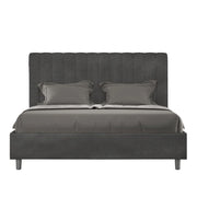 Letto 1 Piazza E Mezzo 130x190 cm con Rete Imbottito in Microfibra Agueda Grigio