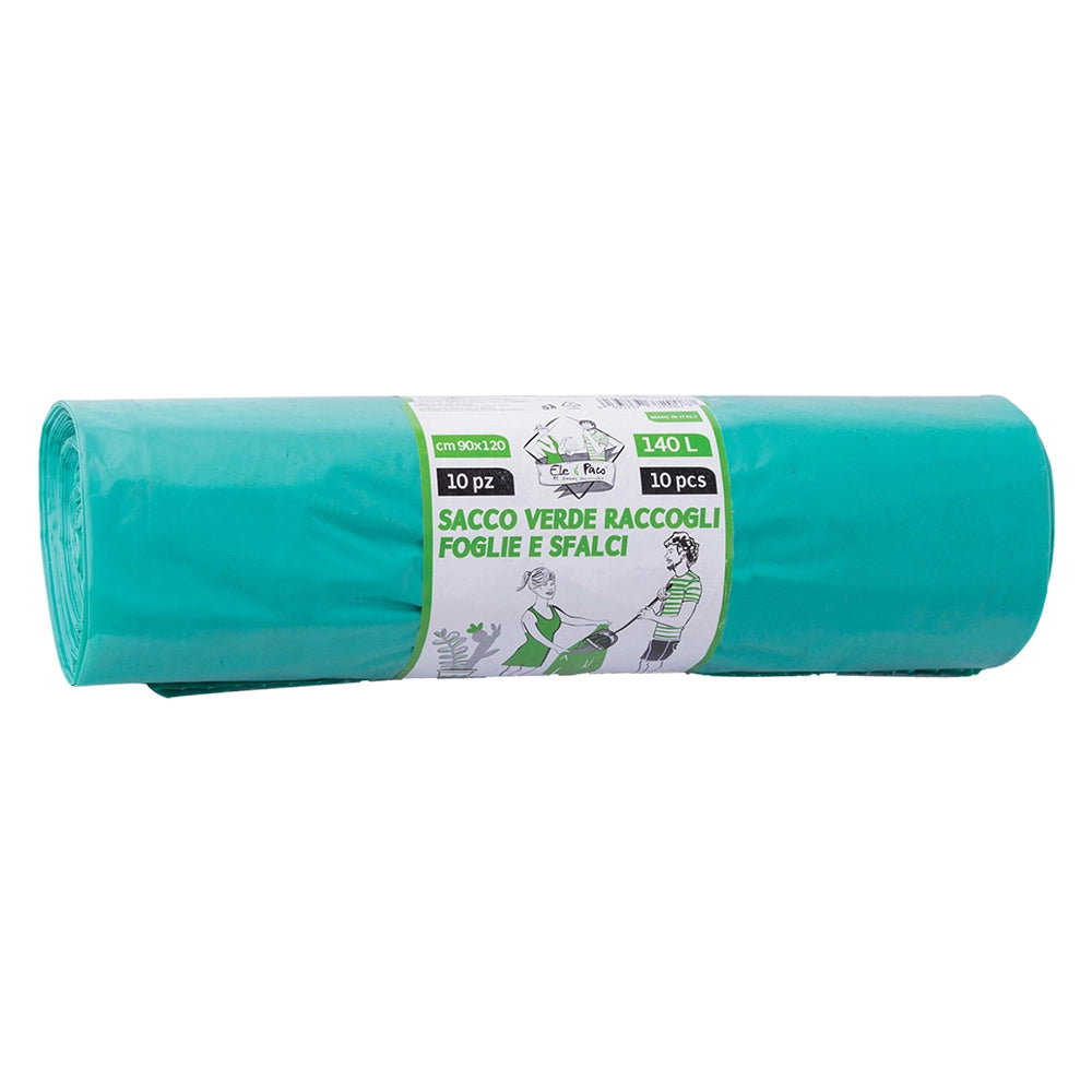 SACCHETTI PER FOGLIE E SFALCI cm. 90x120 - cf.10 pezzi - verdi  - BricoGo