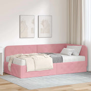 Cornice del letto ad angolo Rosa 90 x 190 cm Velluto
