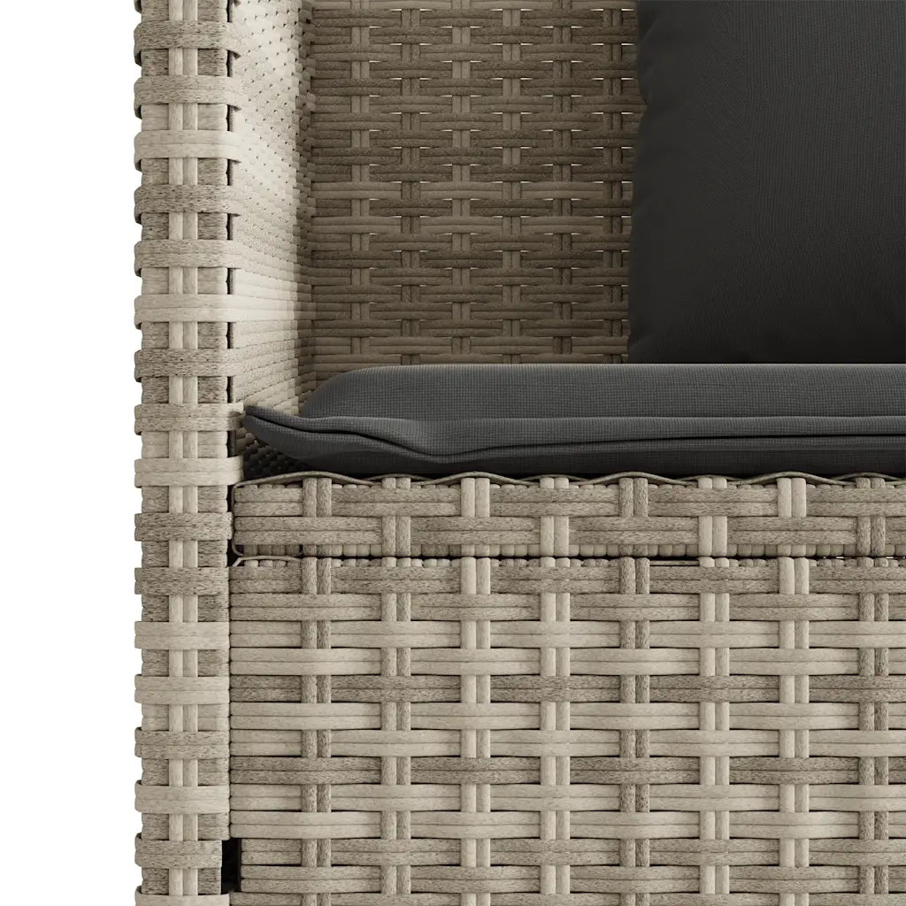 Panca da Giardino con Cuscini Grigio Chiaro in Polyrattan 365766